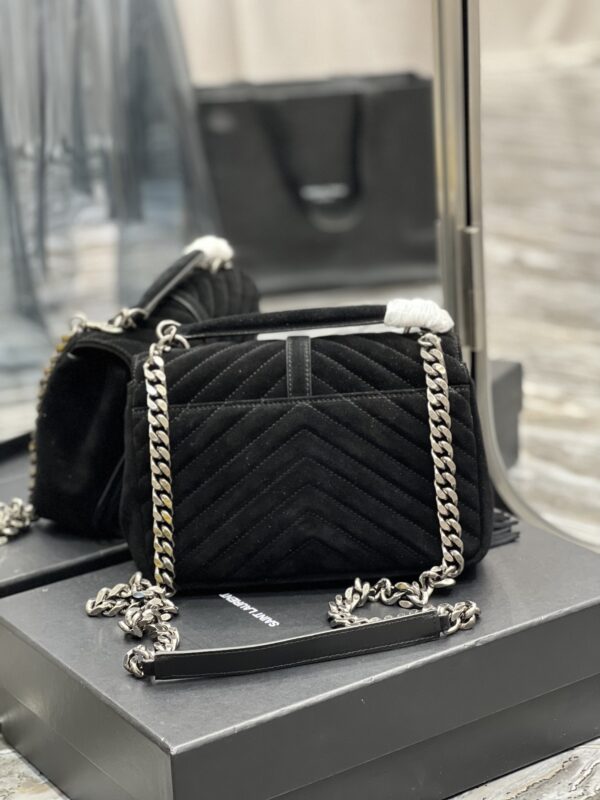 [REP 1:1] Saint Laurent Frosted Belt Fringe Perennial Messenger Bag Black For Women, Women's Bags 9.4in/24cm YSL