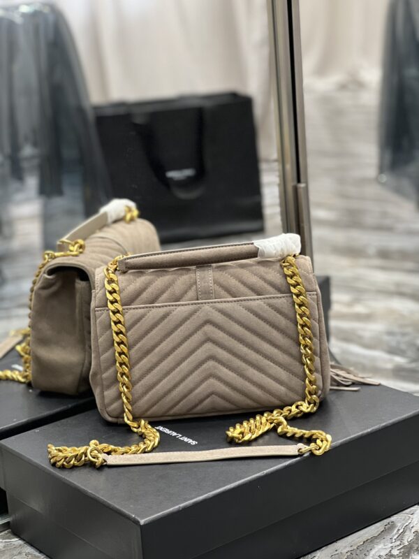 [REP 1:1] Saint Laurent Frosted Belt Fringe Perennial Messenger Bag Gray For Women, Women's Bags 9.4in/24cm YSL