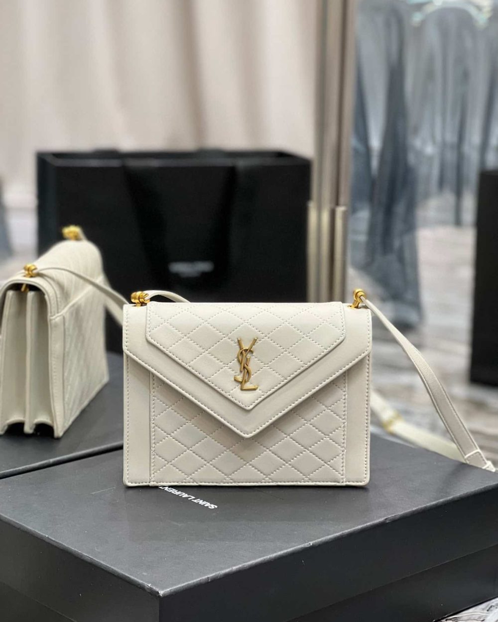 [REP 1:1] Saint Laurent Gaby Mini Satchel White For Women, Women's Bags 7.9in/20cm YSL 6855741EL079207