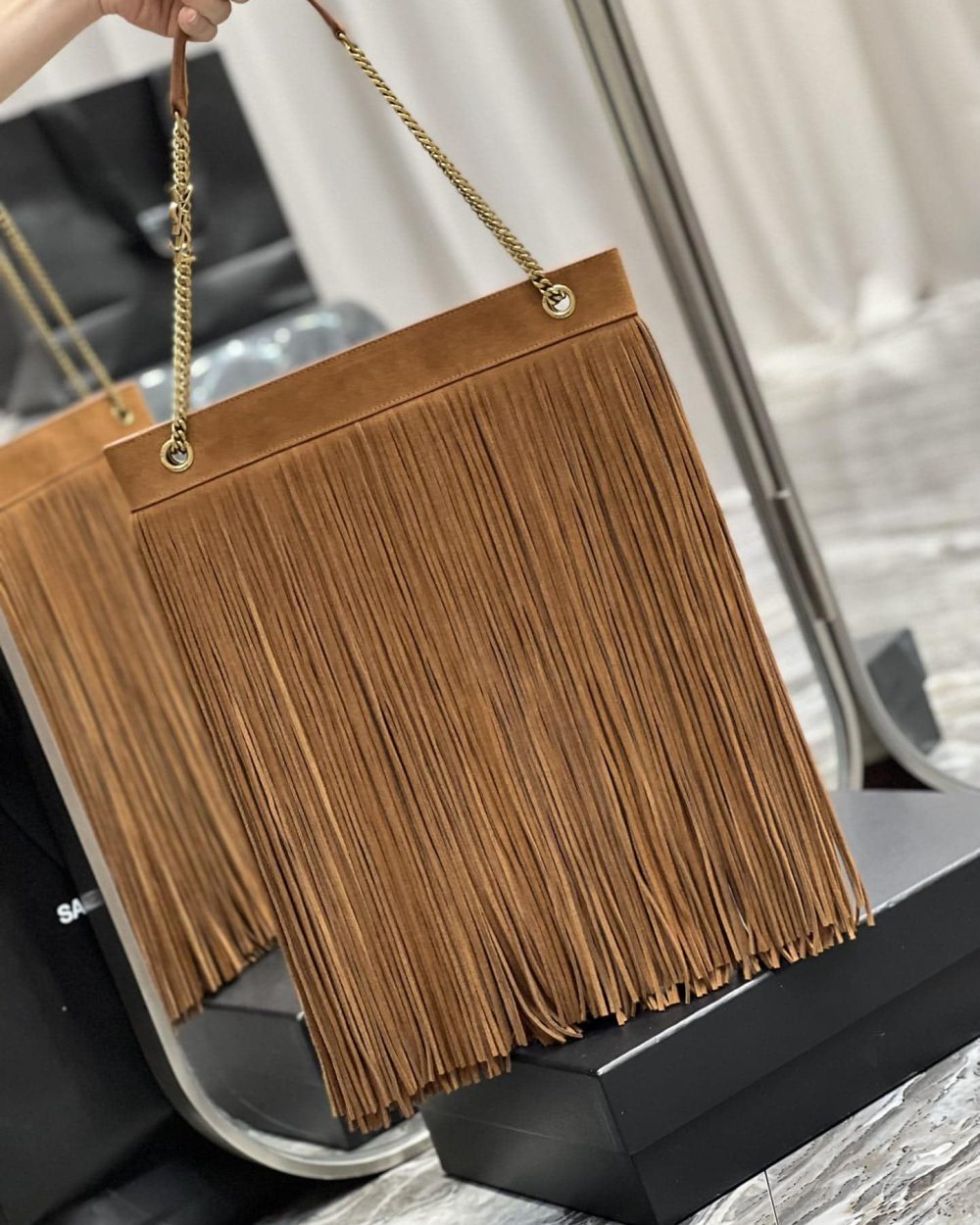 [REP 1:1] Saint Laurent Grace Ladies Tassel Brown For Women, Women's Bags 13.8in/35cm YSL‎