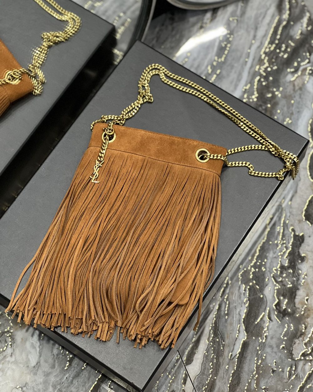 [REP 1:1] Saint Laurent Grace Ladies Tassel Brown For Women, Women's Bags 8.3in/21cm YSL