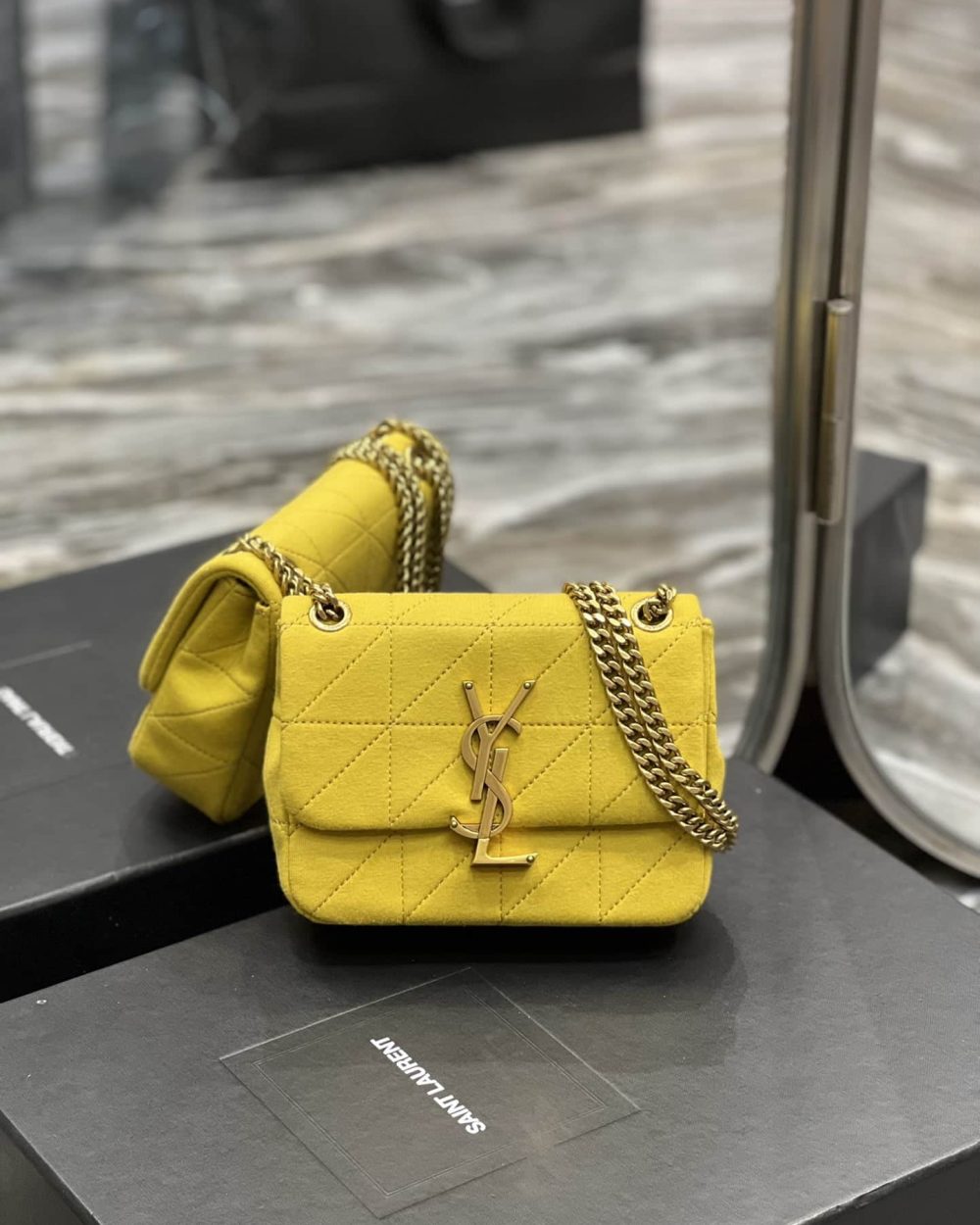 [REP 1:1] Saint Laurent Jamie Mini Chain Bag Yellow For Women, Women's Bags 6.9in/17.5cm YSL