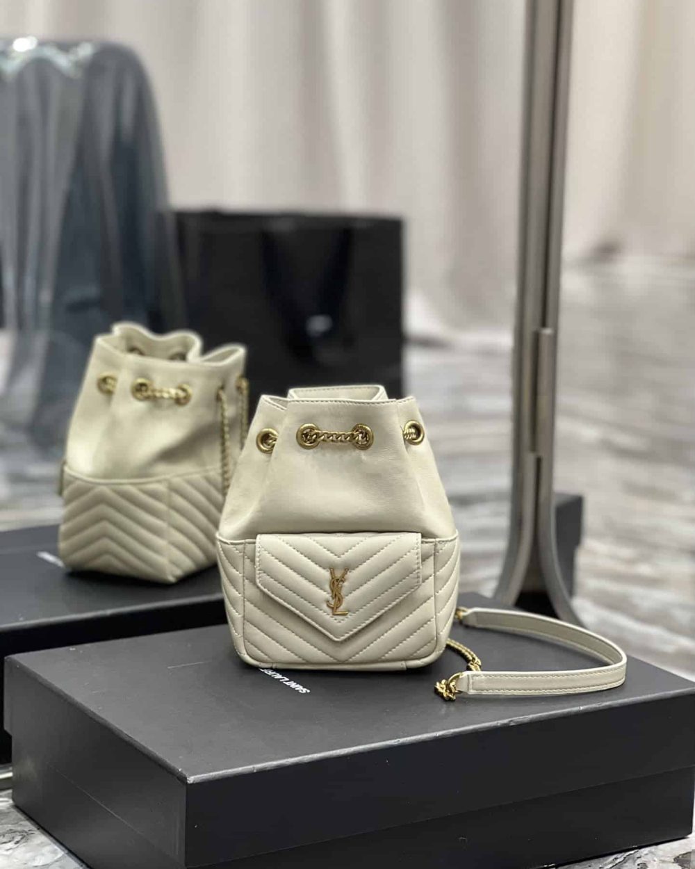 [REP 1:1] Saint Laurent JOE Mini Backpack White For Women, Women's Bags 7.5in/19cm YSL 7016311EL079207