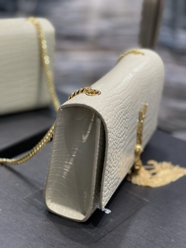 [REP 1:1] Saint Laurent Kata Medium Chain Bag White Vintage With Tassel For Women 9.4in/24cm YSL 354119DND0J9207