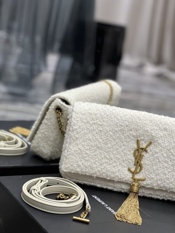 [REP 1:1] Saint Laurent Kate 99 Chain Bag With Tassel White For Women, Women's Bags 10.2in/26cm YSL