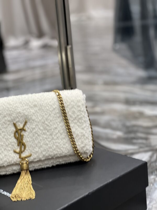 [REP 1:1] Saint Laurent Kate 99 Chain Bag With Tassel White For Women, Women's Bags 10.2in/26cm YSL