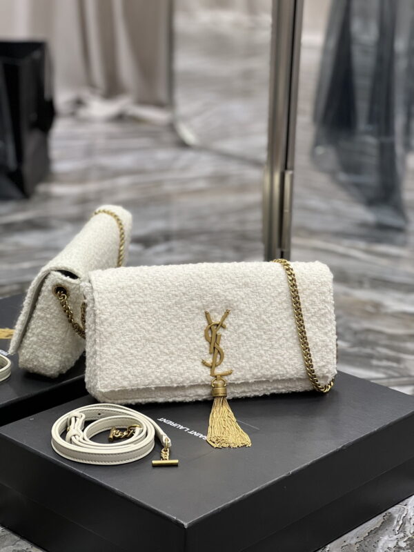 [REP 1:1] Saint Laurent Kate 99 Chain Bag With Tassel White For Women, Women's Bags 10.2in/26cm YSL