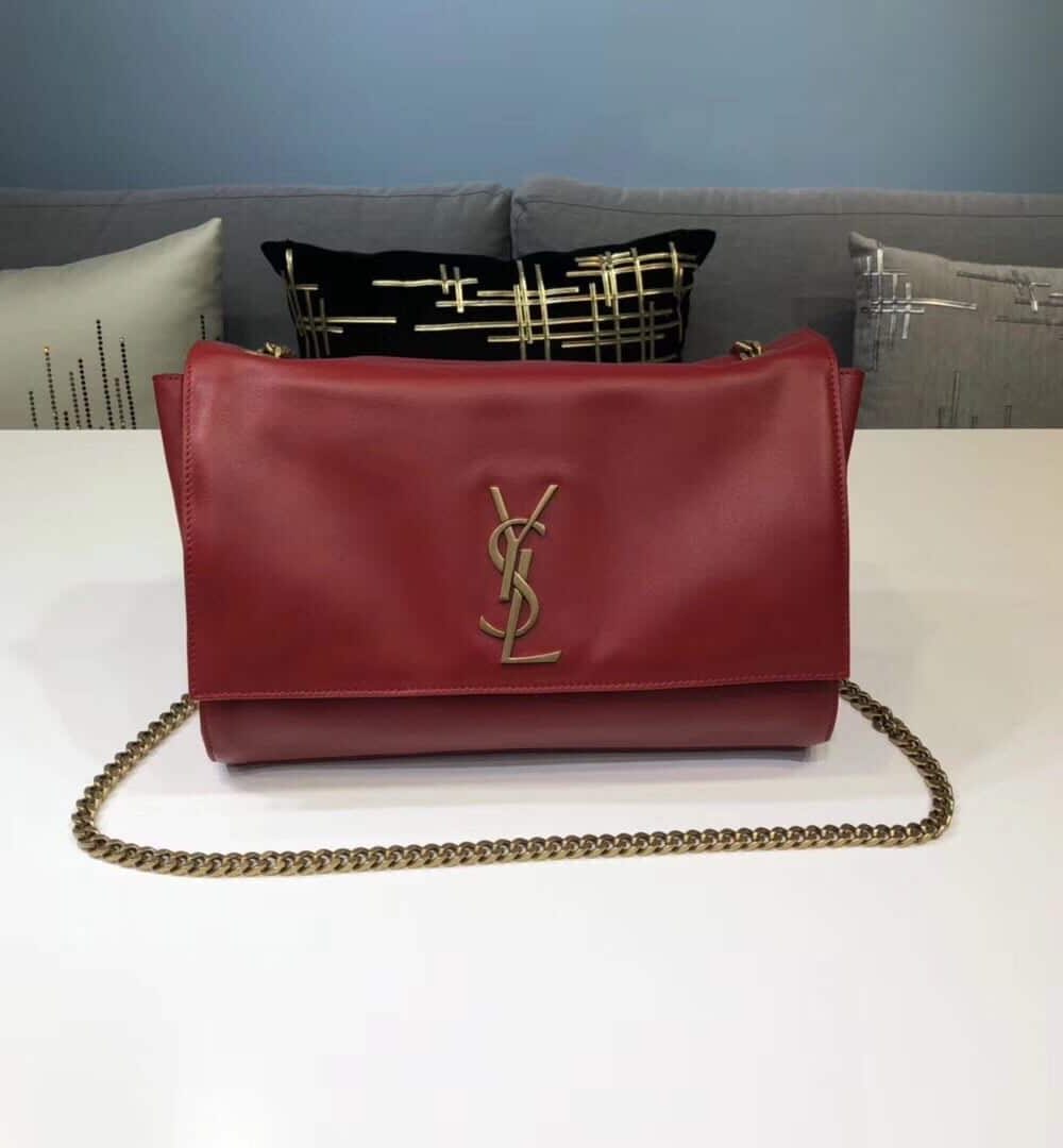 [REP 1:1] Saint Laurent Kate Medium Chain Bag In Grain De Poudre Red For Women 9.4in/24cm YSL 364021BOW0J6008