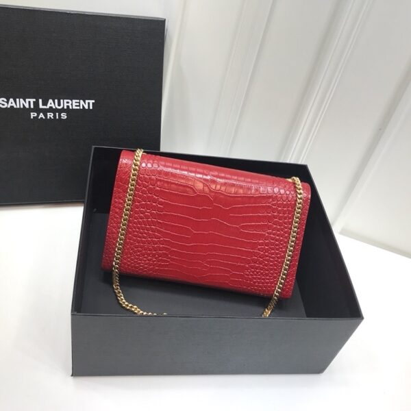 [REP 1:1] Saint Laurent Kate Medium Chain Bag With Tassel In Embossed Crocodile Red For Women 9.4in/24cm YSL