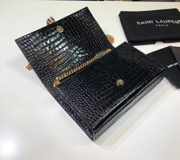 [REP 1:1] Saint Laurent Kate Small Chain Bag With Tassel In Embossed Black For Women 7.8in/20cm YSL 474366DND0J1000