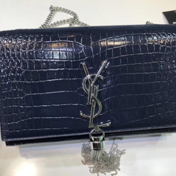 [REP 1:1] Saint Laurent Kate Small Chain Bag With Tassel In Embossed Black For Women 7.8in/20cm YSL 474366DND0N1000