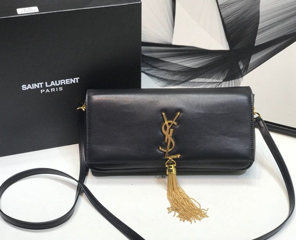 [REP 1:1] Saint Laurent Kate Tassel Small Shoulder Bag Black For Women 10.2in/26cm YSL P00483545