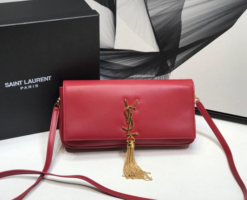 [REP 1:1] Saint Laurent Kate Tassel Small Shoulder Bag Red For Women 10.2in/26cm YSL