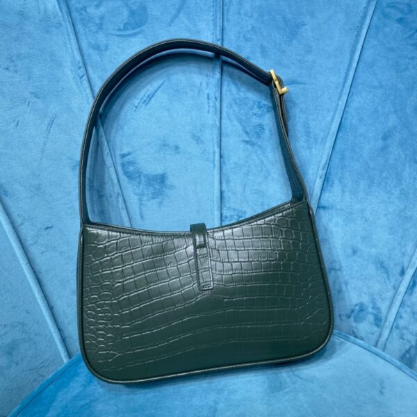 [REP 1:1] Saint Laurent Le 5 À 7 Hobo Bag In Crocodile Embossed Shiny Dark Green For Women 9in/23cm YSL 657228DZE0W3045
