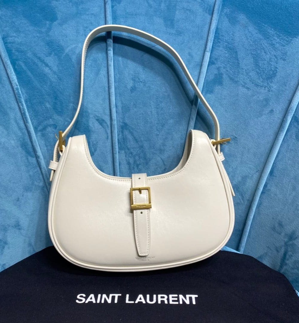 [REP 1:1] Saint Laurent Le Fermoir Hobo Bag White For Women 9.5in/24cm YSL 672615