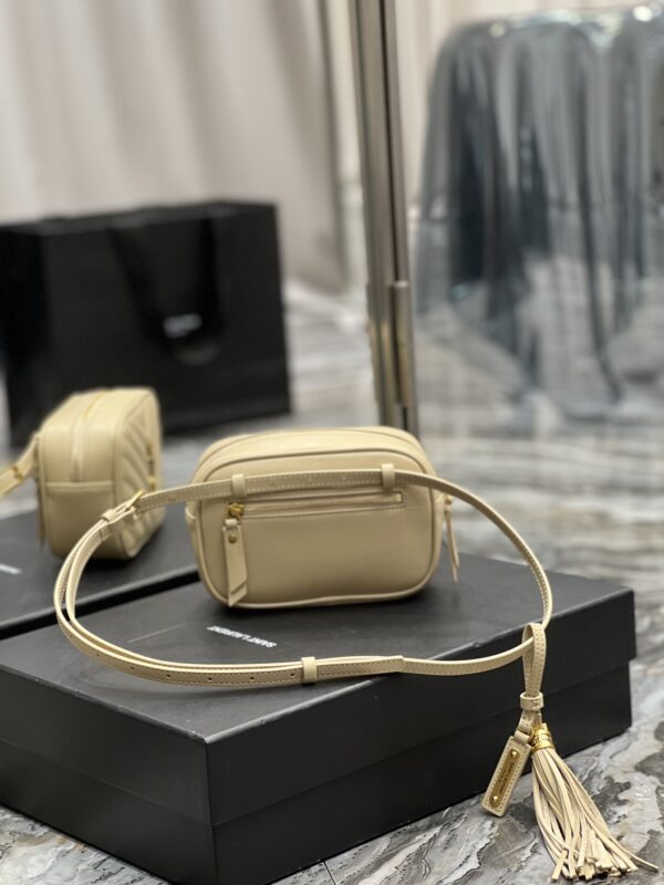 [REP 1:1] Saint Laurent Lou Belt Bag Beige In Matelassé Gold Toned Hardware For Women 6.1in/15cm YSL 614031DV7072721