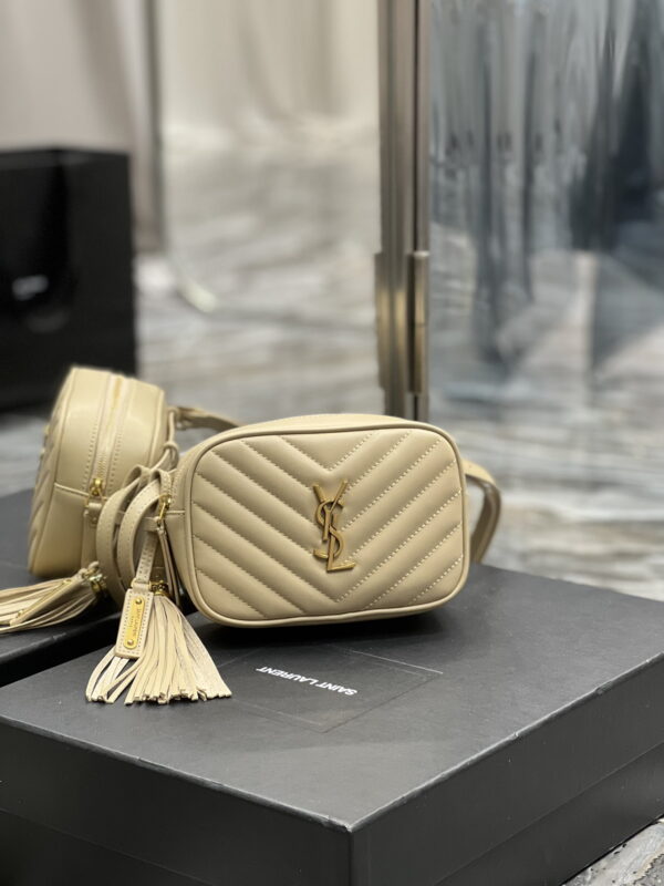 [REP 1:1] Saint Laurent Lou Belt Bag Beige In Matelassé Gold Toned Hardware For Women 6.1in/15cm YSL 614031DV7072721