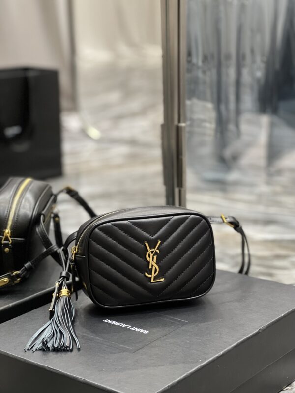 [REP 1:1] Saint Laurent Lou Belt Bag Black In Matelassé Gold Toned Hardware For Women 6.1in/15cm YSL 614031DV7071000