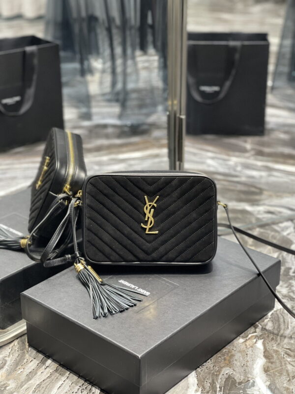 [REP 1:1] Saint Laurent Lou Camera Bag Black With Gold Hardware For Women 9in/23cm YSL 612544C4BW71000