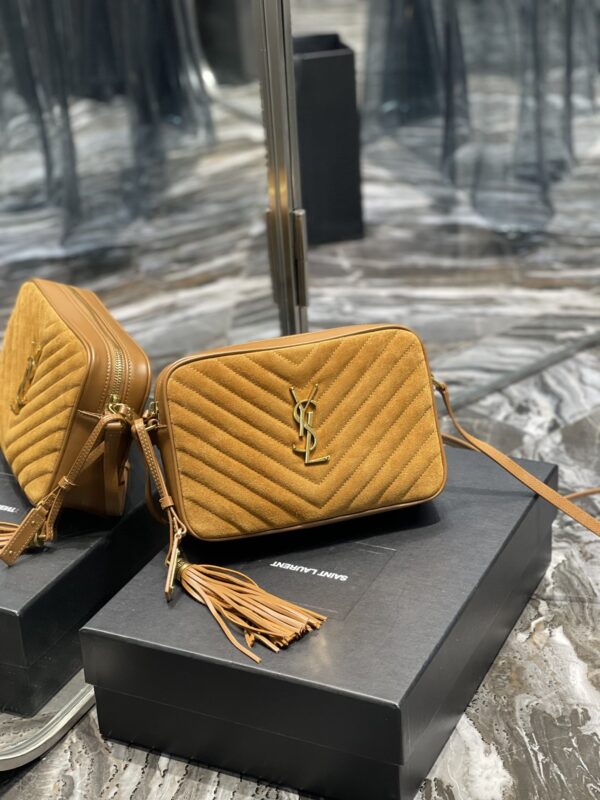 [REP 1:1] Saint Laurent Lou Camera Bag Brown With Gold Toned Hardware For Women 9in/23cm YSL 6125441S7R77761
