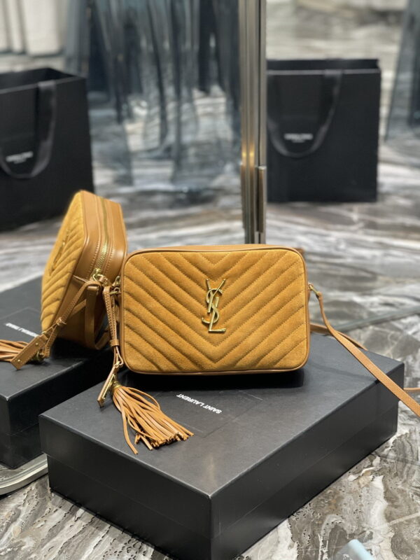 [REP 1:1] Saint Laurent Lou Camera Bag Brown With Gold Toned Hardware For Women 9in/23cm YSL 6125441S7R77761