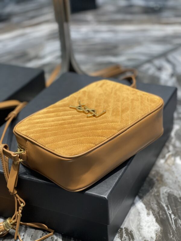 [REP 1:1] Saint Laurent Lou Camera Bag Brown With Gold Toned Hardware For Women 9in/23cm YSL 6125441S7R77761