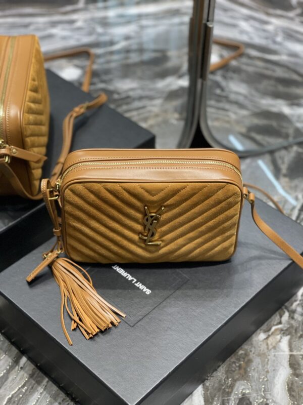 [REP 1:1] Saint Laurent Lou Camera Bag Brown With Gold Toned Hardware For Women 9in/23cm YSL 6125441S7R77761