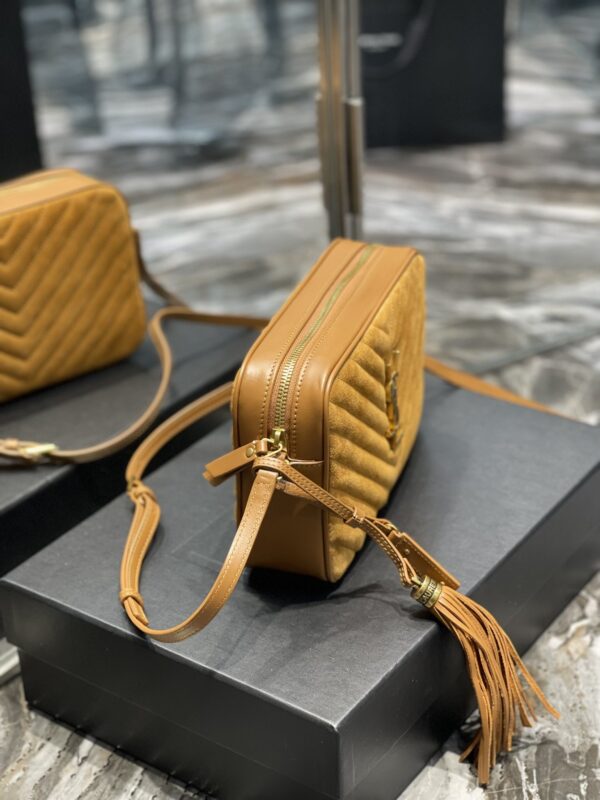 [REP 1:1] Saint Laurent Lou Camera Bag Brown With Gold Toned Hardware For Women 9in/23cm YSL 6125441S7R77761