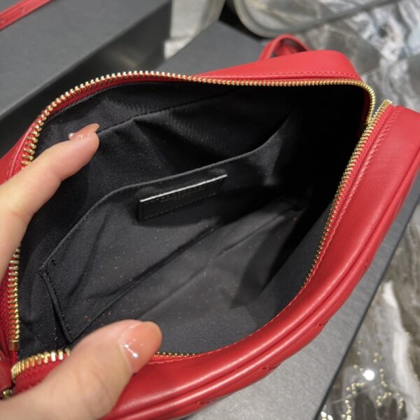 [REP 1:1] Saint Laurent Lou Camera Bag Red With Gold Toned Hardware For Women 9in/23cm YSL 612544DV7076008