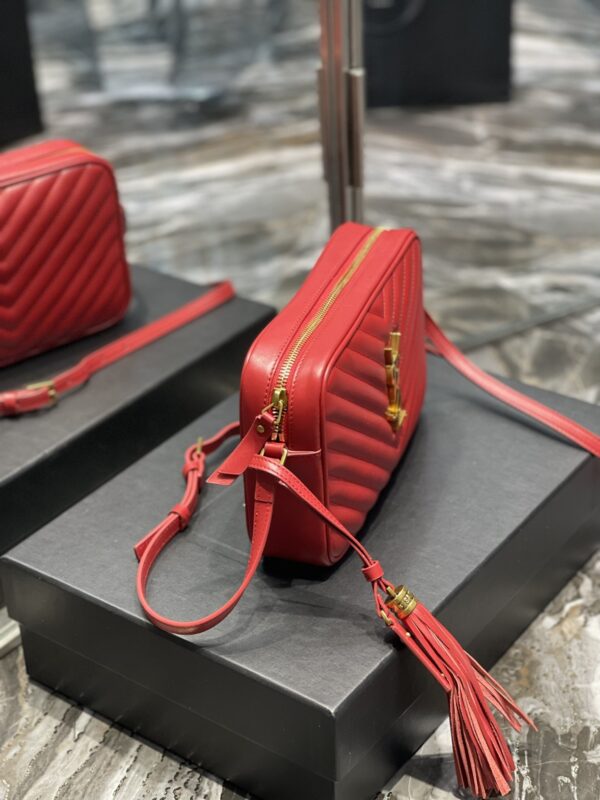 [REP 1:1] Saint Laurent Lou Camera Bag Red With Gold Toned Hardware For Women 9in/23cm YSL 612544DV7076008
