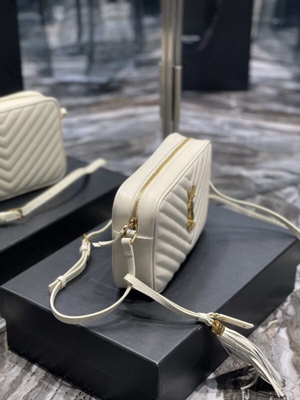 [REP 1:1] Saint Laurent Lou Camera Bag White With Gold Toned Hardware For Women 9in/23cm YSL 612544DV7079207