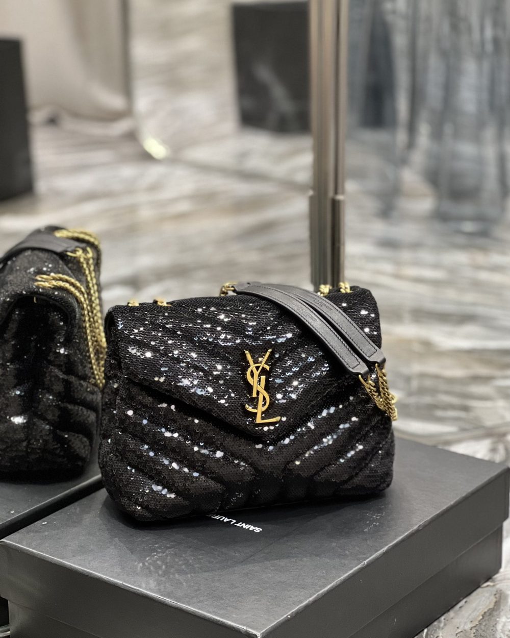[REP 1:1] Saint Laurent Loulou Small Chain Bag Black For Women, Women's Bags 9in/23cm YSL 494699FAAER1000