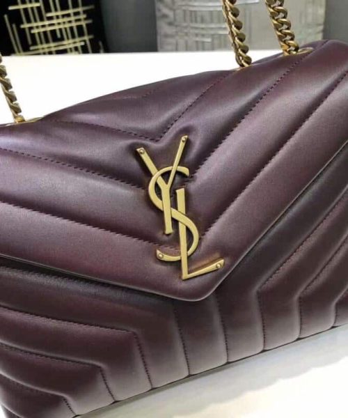[REP 1:1] Saint Laurent Loulou Small Chain Bag In Matelassé "Y" Burgundy For Women 9.8in/23cm YSL 494699DV7276475