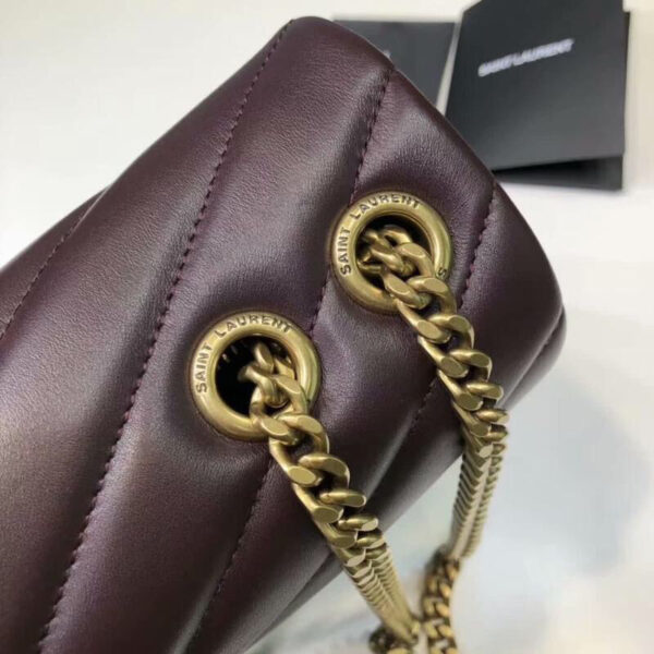 [REP 1:1] Saint Laurent Loulou Small Chain Bag In Matelassé "Y" Burgundy For Women 9.8in/23cm YSL 494699DV7276475