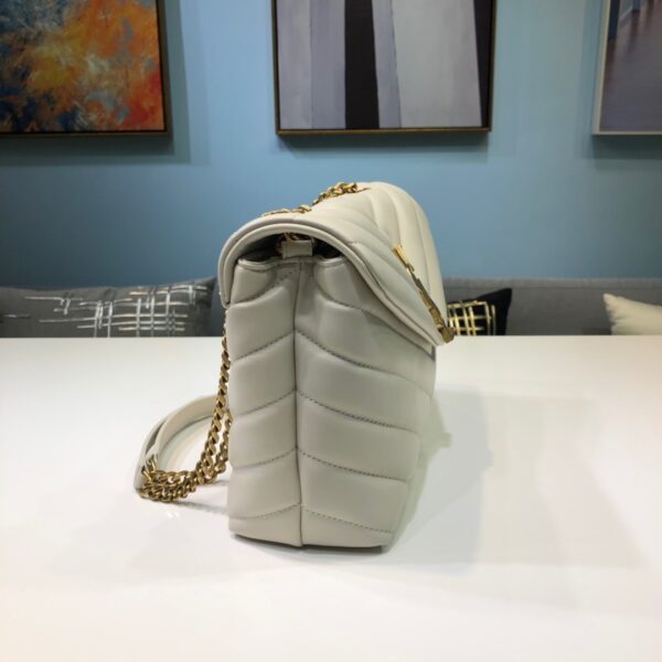 [REP 1:1] Saint Laurent Loulou Small Chain Bag In Matelassé "Y" White For Women 9.8in/23cm YSL 494699DV7279207