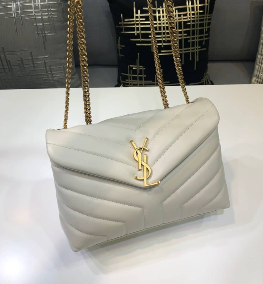 [REP 1:1] Saint Laurent Loulou Small Chain Bag In Matelassé "Y" White For Women 9.8in/23cm YSL 494699DV7279207