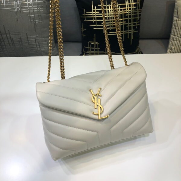 [REP 1:1] Saint Laurent Loulou Small Chain Bag In Matelassé "Y" White For Women 9.8in/23cm YSL 494699DV7279207