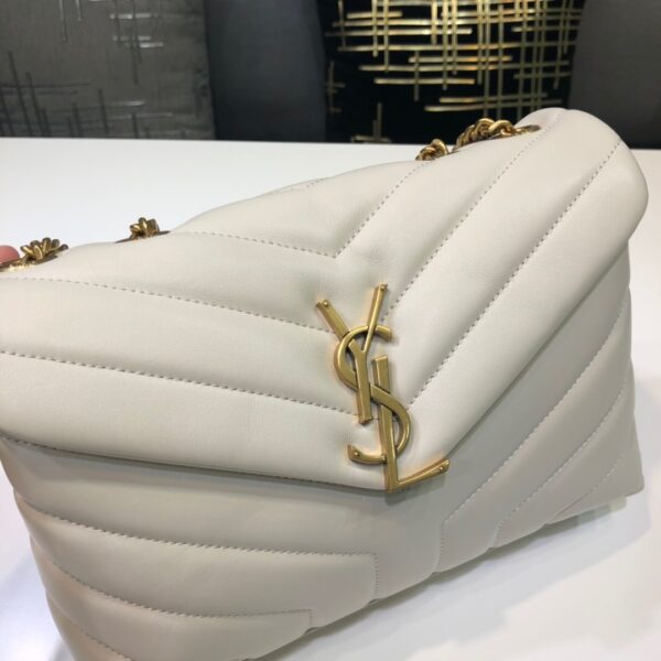 [REP 1:1] Saint Laurent Loulou Small Chain Bag In Matelassé "Y" White For Women 9.8in/23cm YSL 494699DV7279207