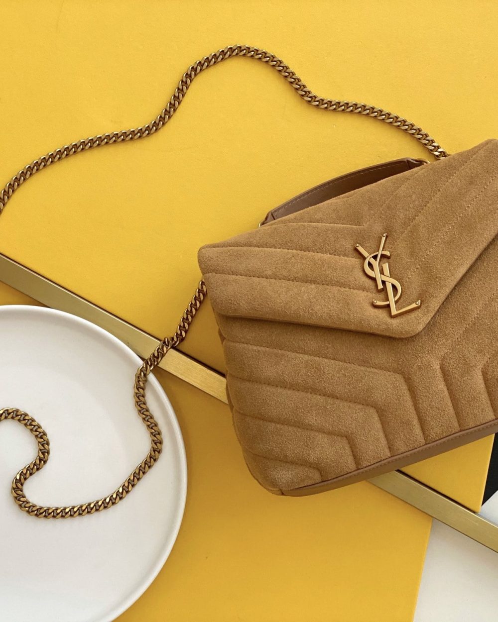 [REP 1:1] Saint Laurent Loulou Small Chain Bag In "Y" Brown With Gold Hardware For Women 9.8in/23cm YSL 4946991U8C77761