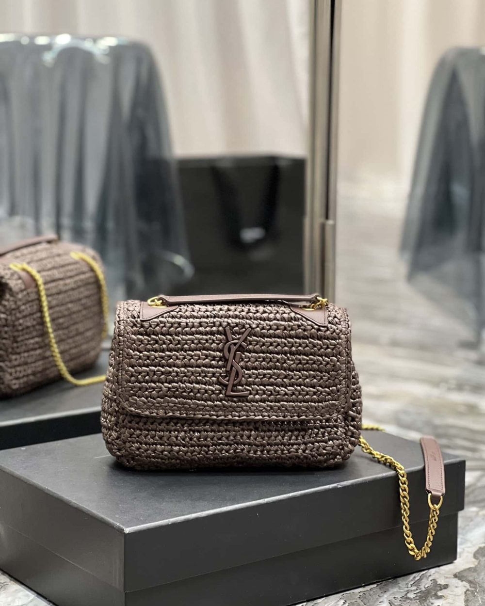 [REP 1:1] Saint Laurent Niki Baby Chain Bag Dark Brown For Women, Women's Bags 8.2in/21cm YSL