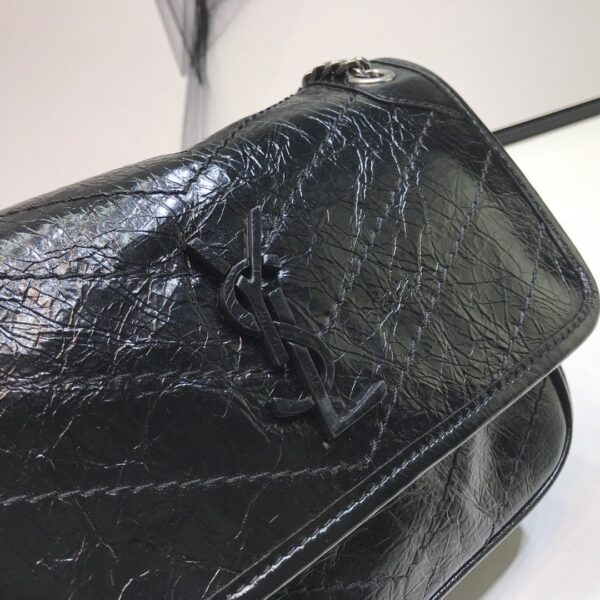 [REP 1:1] Saint Laurent Niki Baby Chain Bag In Crinkled Vintage Black For Women 8.2in/21cm YSL 6331600EN041000