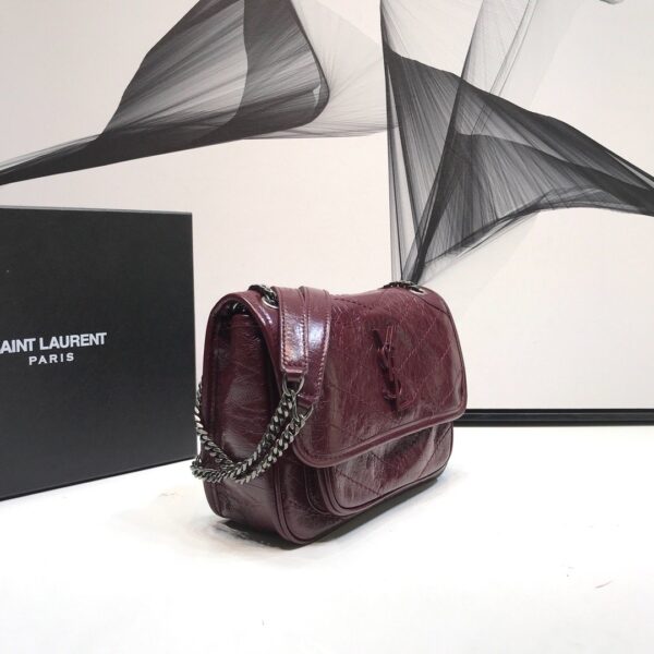 [REP 1:1] Saint Laurent Niki Baby Chain Bag In Crinkled Vintage  Burgundy For Women 8.2in/21cm YSL 6331600EN046475