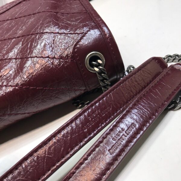 [REP 1:1] Saint Laurent Niki Baby Chain Bag In Crinkled Vintage  Burgundy For Women 8.2in/21cm YSL 6331600EN046475