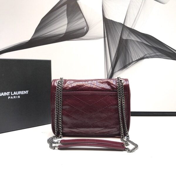 [REP 1:1] Saint Laurent Niki Baby Chain Bag In Crinkled Vintage  Burgundy For Women 8.2in/21cm YSL 6331600EN046475