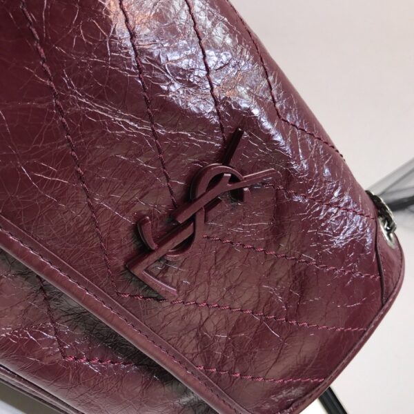 [REP 1:1] Saint Laurent Niki Baby Chain Bag In Crinkled Vintage  Burgundy For Women 8.2in/21cm YSL 6331600EN046475