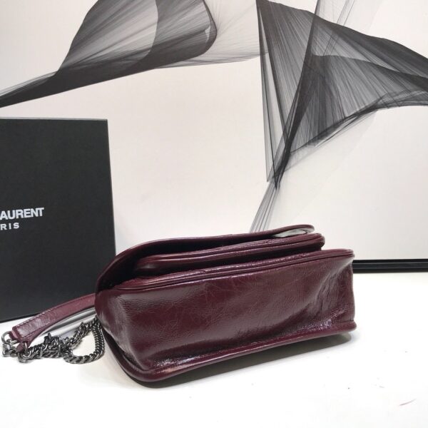 [REP 1:1] Saint Laurent Niki Baby Chain Bag In Crinkled Vintage  Burgundy For Women 8.2in/21cm YSL 6331600EN046475