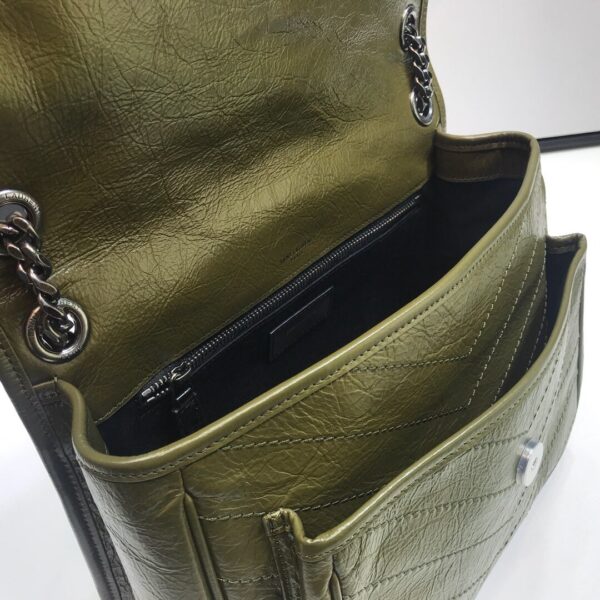[REP 1:1] Saint Laurent Niki Medium Chain Bag In Crinkled Vintage Green For Women 11in/28cm YSL 6331581YG041229