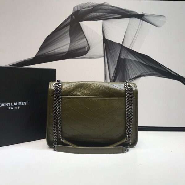 [REP 1:1] Saint Laurent Niki Medium Chain Bag In Crinkled Vintage Green For Women 11in/28cm YSL 6331581YG041229