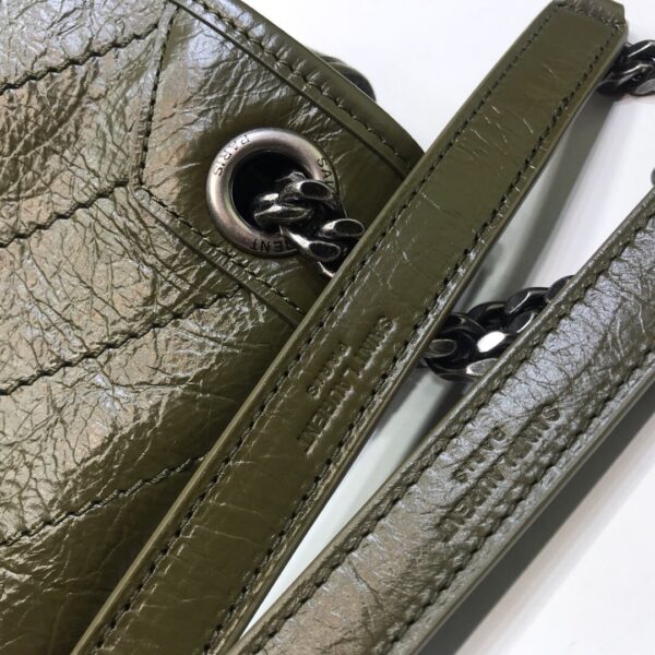 [REP 1:1] Saint Laurent Niki Medium Chain Bag In Crinkled Vintage Green For Women 11in/28cm YSL 6331581YG041229