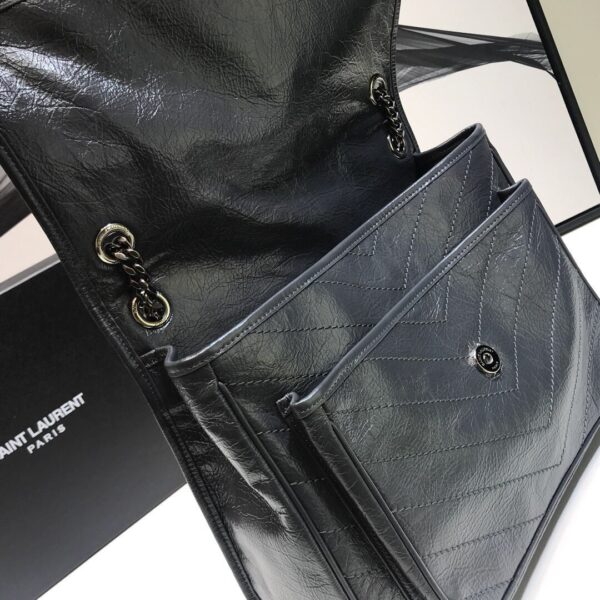 [REP 1:1] Saint Laurent Niki Medium Chain Bag In Crinkled Vintage Grey For Women 11in/28cm YSL 6331580EN041112